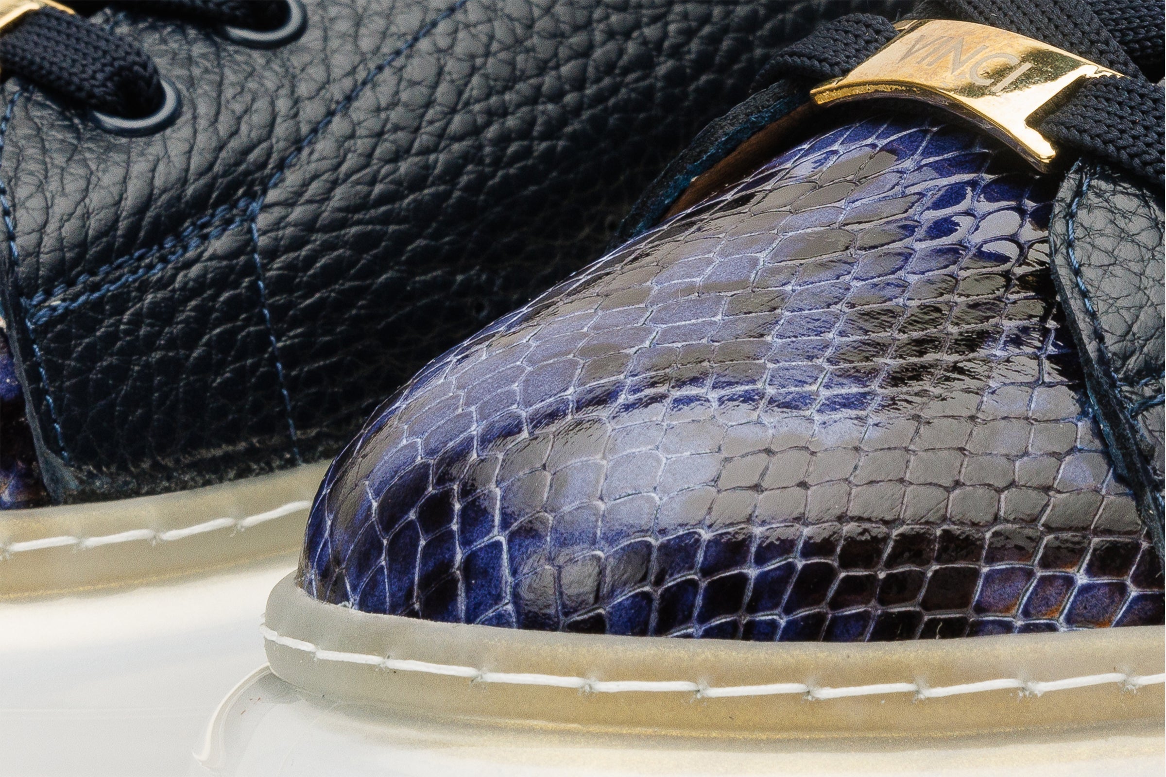 The Venezia Dark Blue Leather Sneaker - Vinci Leather