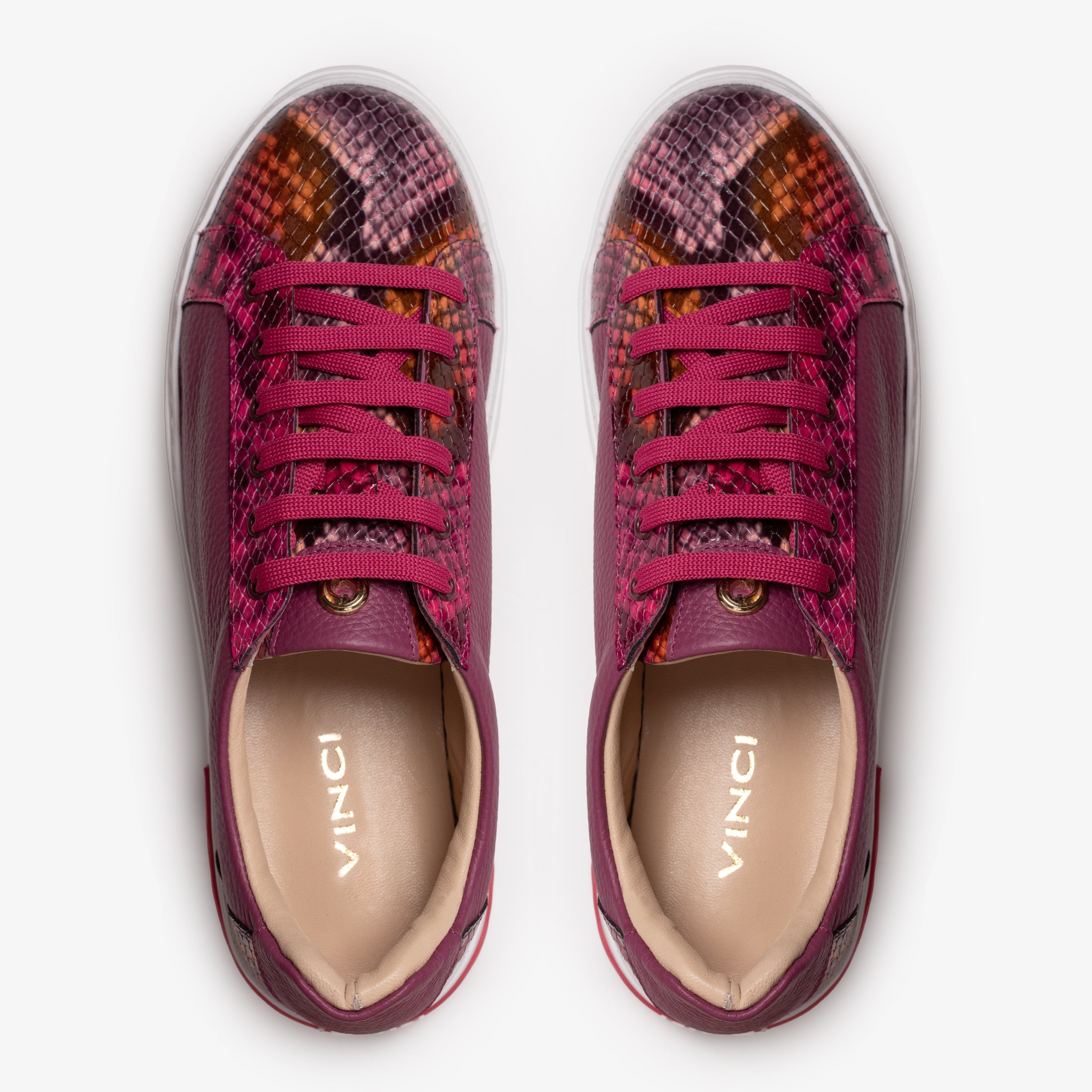The Burano Purple Fuchsia Leather Sneaker - Vinci Leather