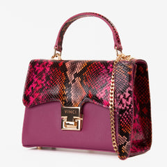 The Burano Fuchsia Leather Handbag - Vinci Leather