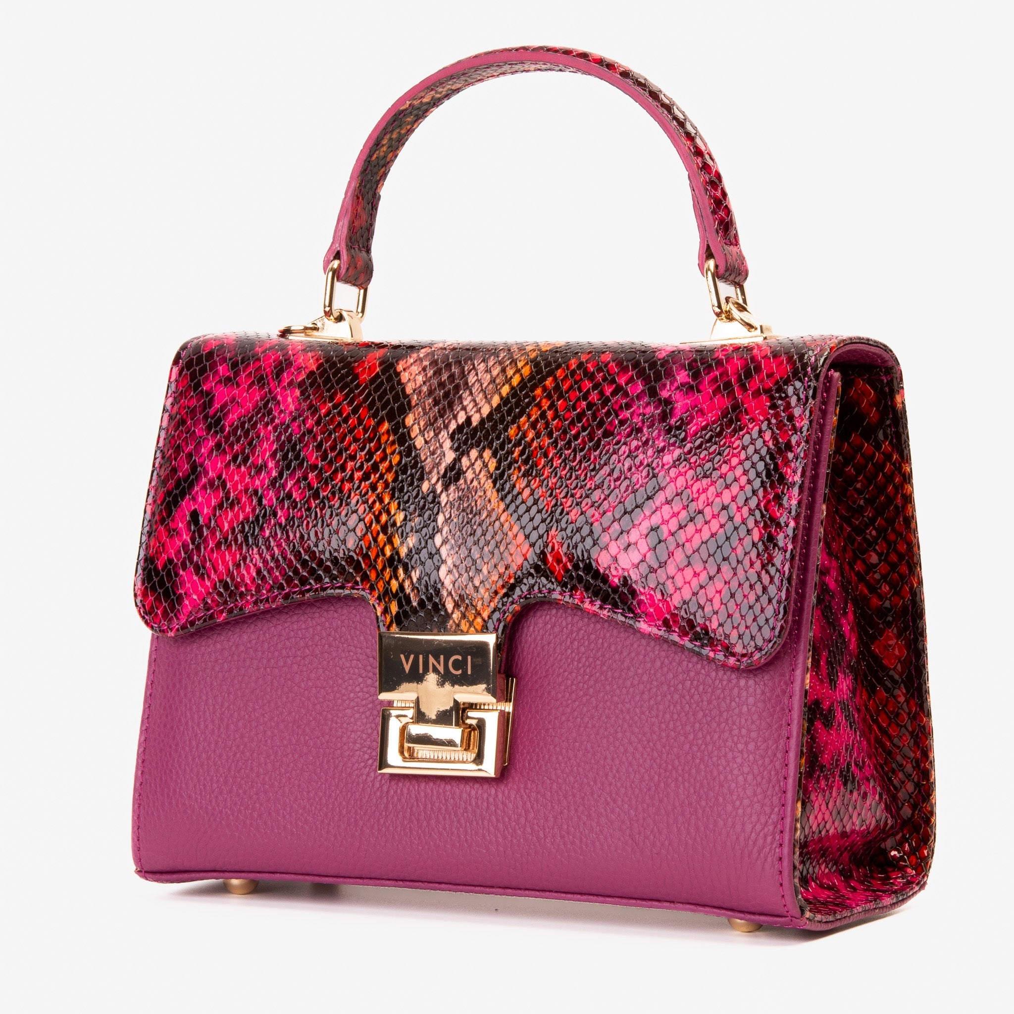 The Burano Fuchsia Leather Handbag - Vinci Leather