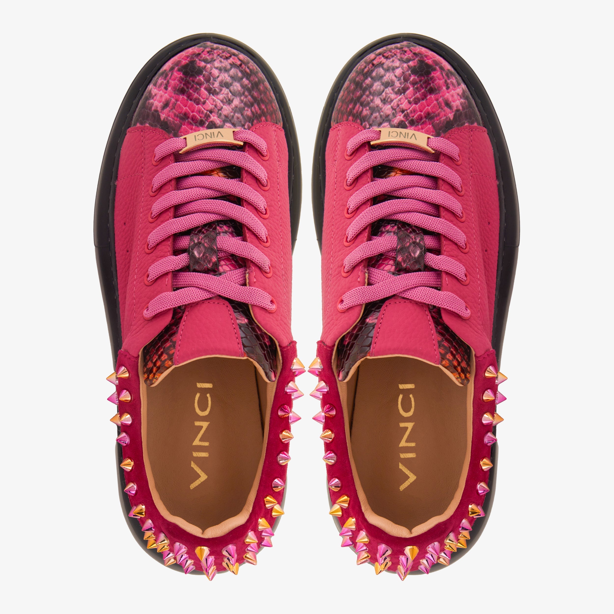 The Venezia Fuchsia Leather Sneaker - Vinci Leather