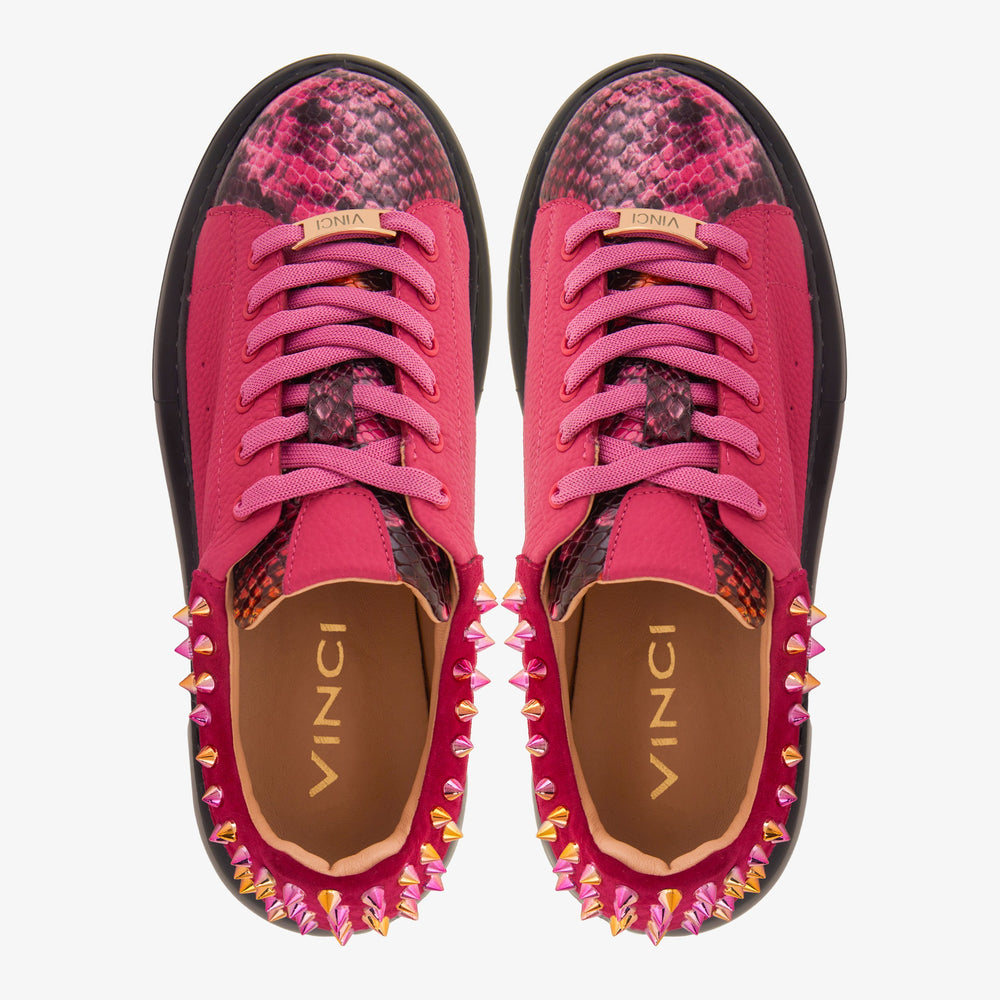 The Venezia Fuchsia Leather Sneaker - Vinci Leather