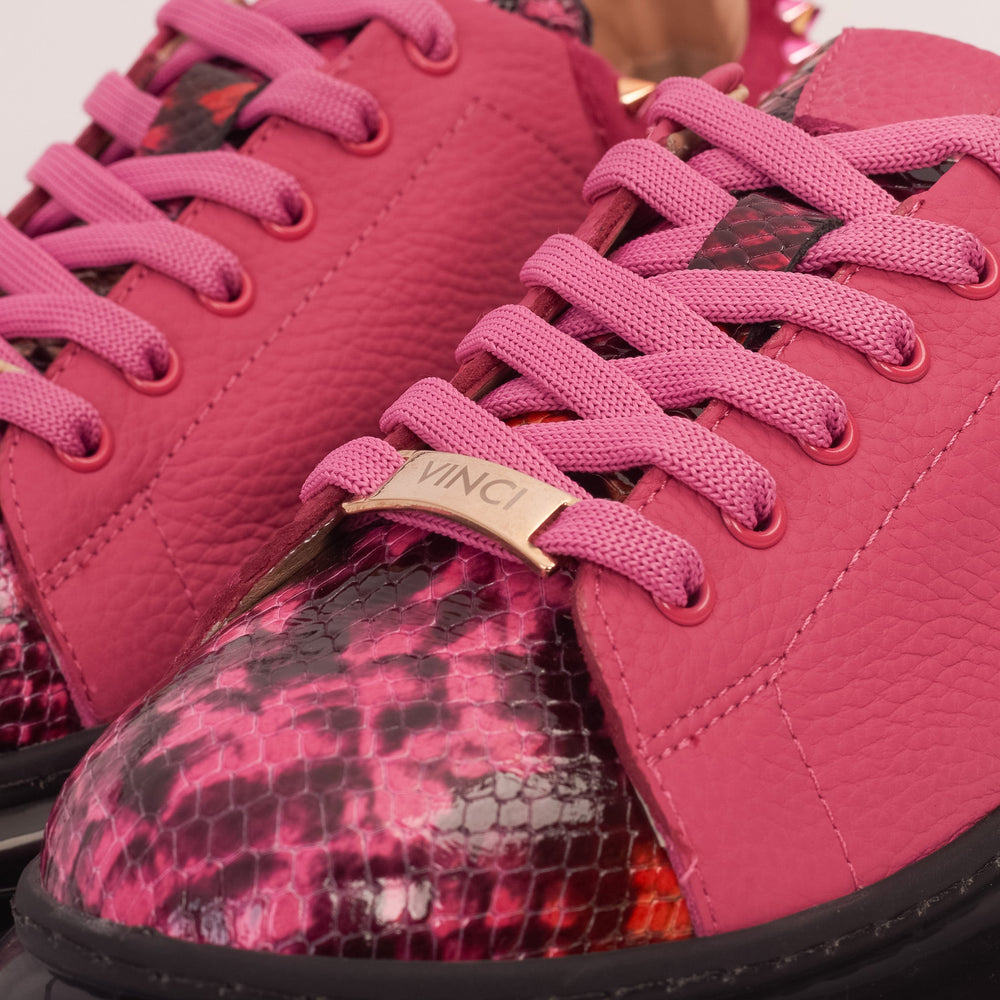 The Venezia Fuchsia Leather Sneaker - Vinci Leather