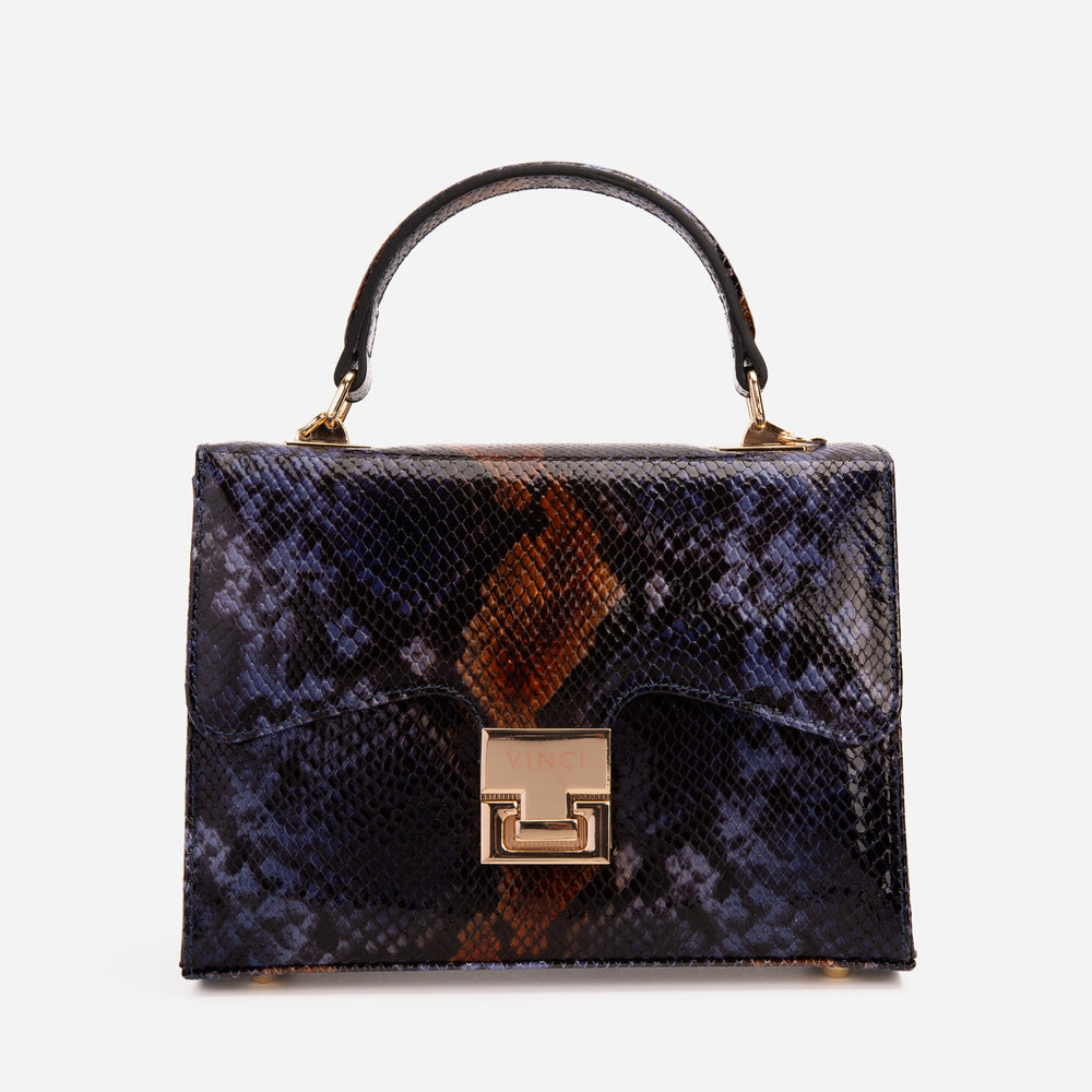 The Venezia Navy Blue Leather Snk Handbag - Vinci Leather
