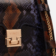 The Venezia Navy Blue Leather Snk Handbag - Vinci Leather