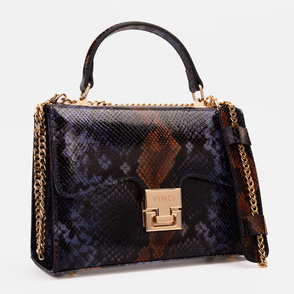 The Venezia Navy Blue Leather Snk Handbag - Vinci Leather