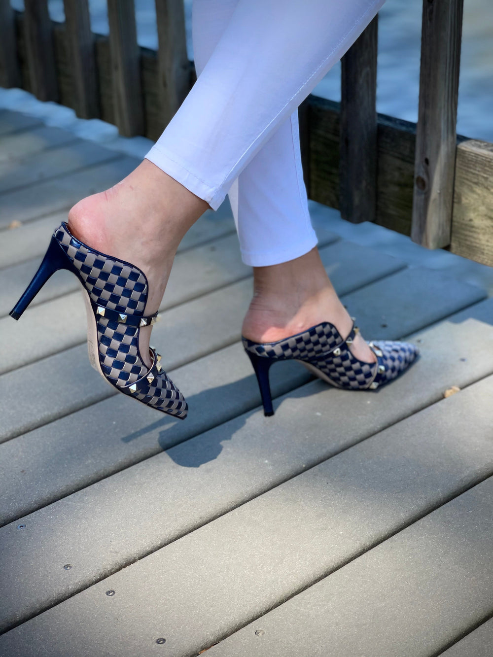 The Dosso Navy Blue Handwoven Pointy Toe Leather Sandal - Vinci Leather
