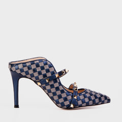 The Dosso Navy Blue Handwoven Pointy Toe Leather Sandal - Vinci Leather