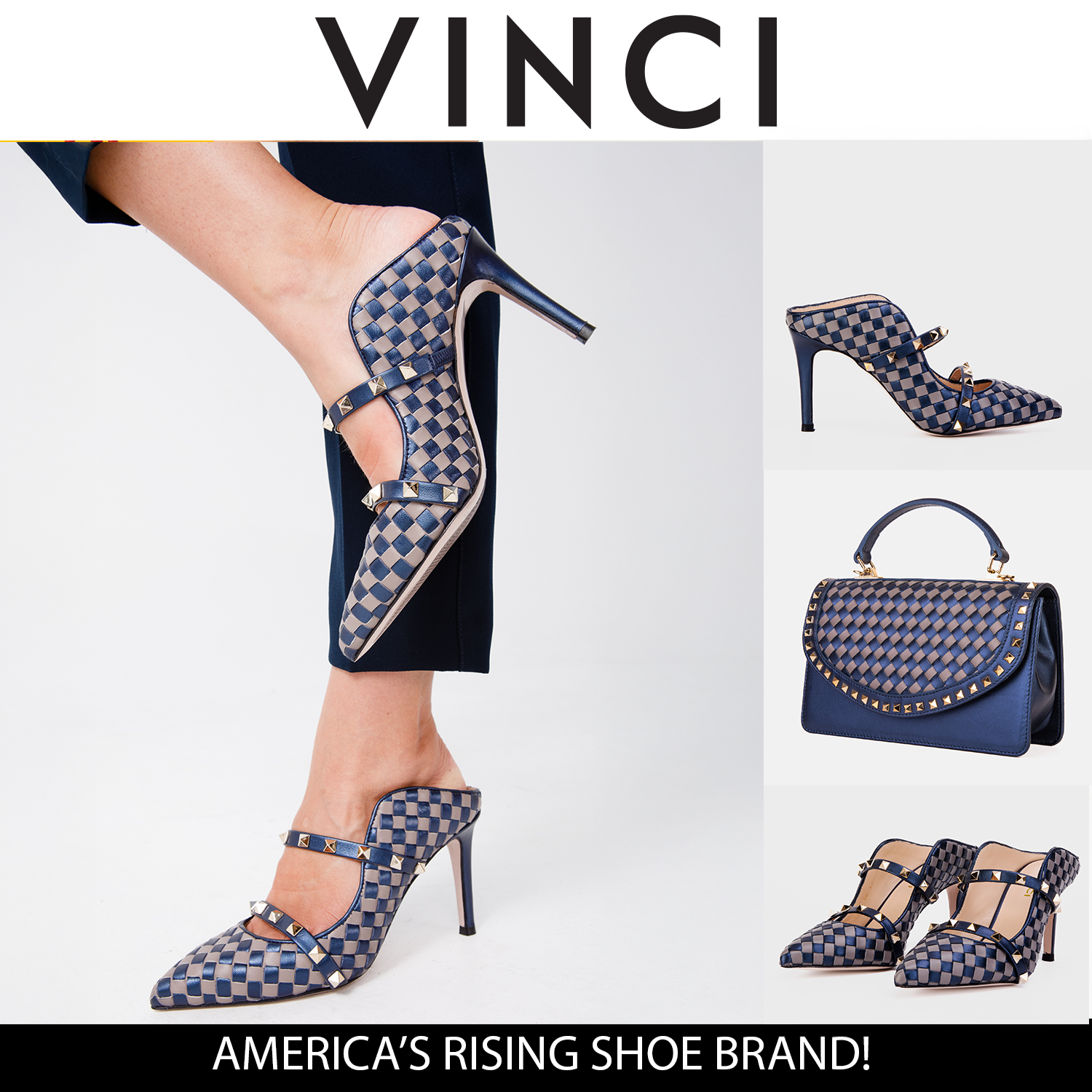 The Dosso Navy Blue Handwoven Pointy Toe Leather Sandal - Vinci Leather