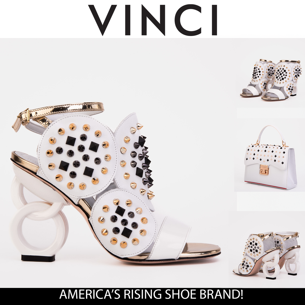 The Infanta White Spike Leather Ankle Strap Sandal - Vinci Leather