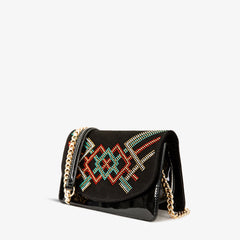 The Palma Black Glitter Leather Handbag - Vinci Leather