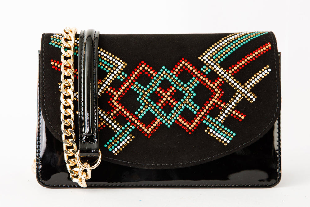 The Palma Black Glitter Leather Handbag - Vinci Leather