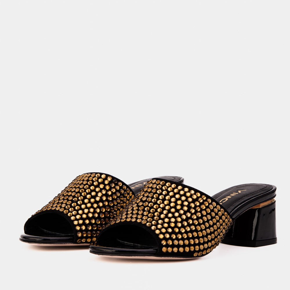 The Ailano Gold Glitter Leather Sandal - Vinci Leather