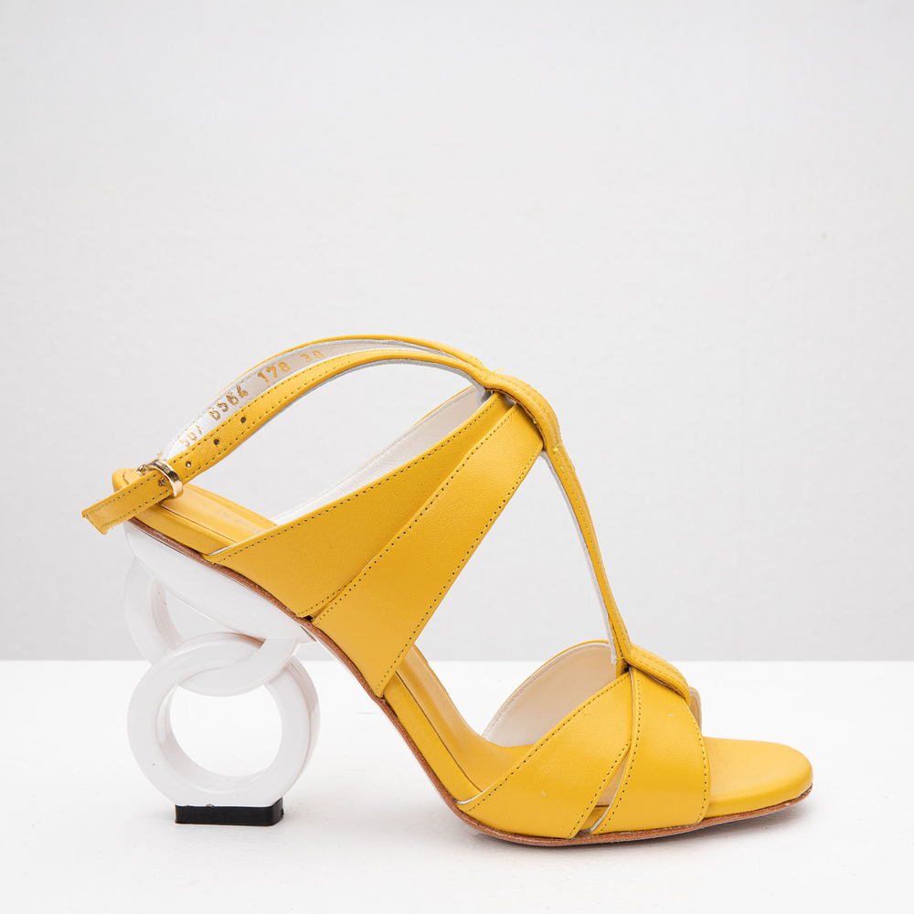 The Duffryn Yellow T-Strap Leather Sandal - Vinci Leather