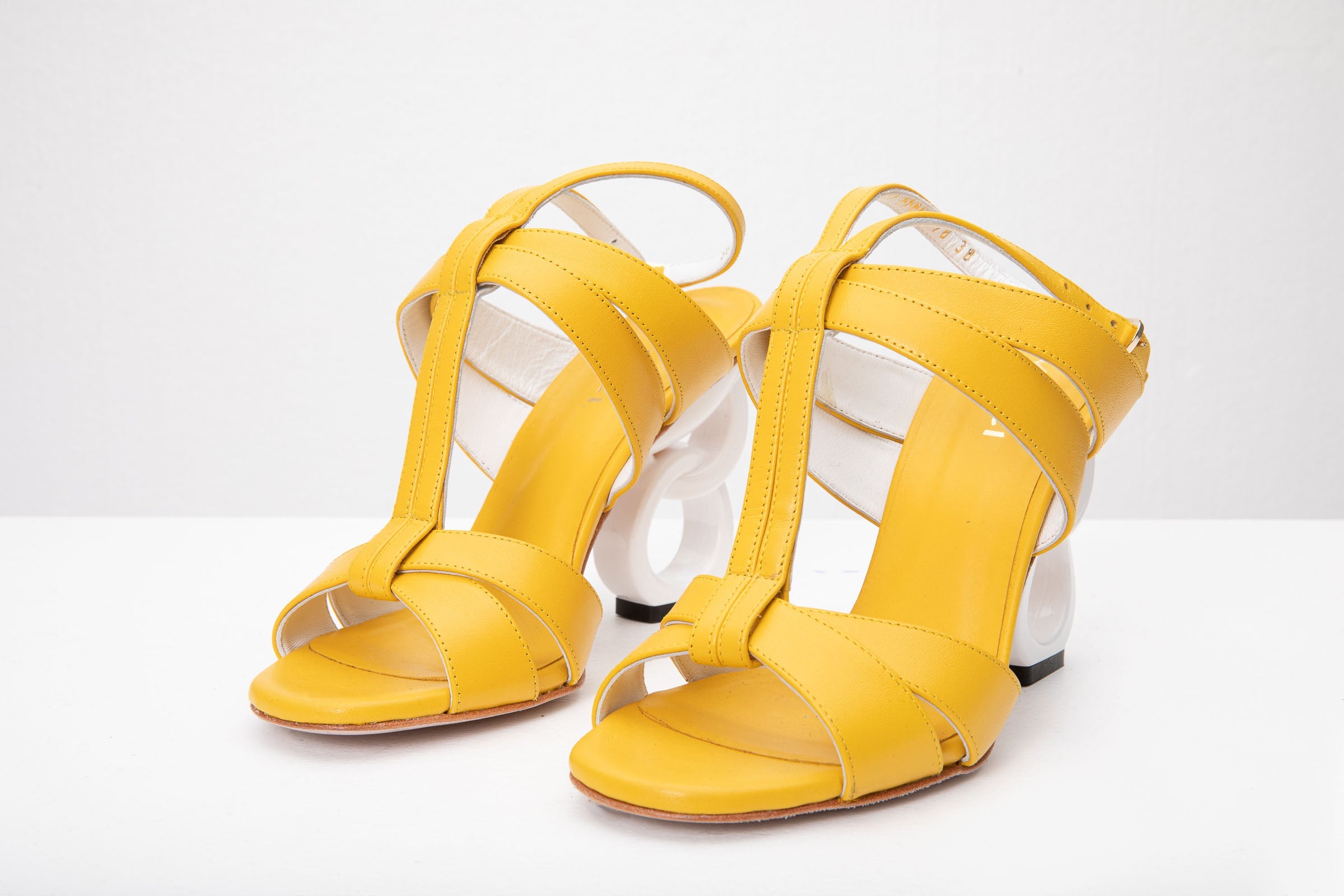 The Duffryn Yellow T-Strap Leather Sandal - Vinci Leather