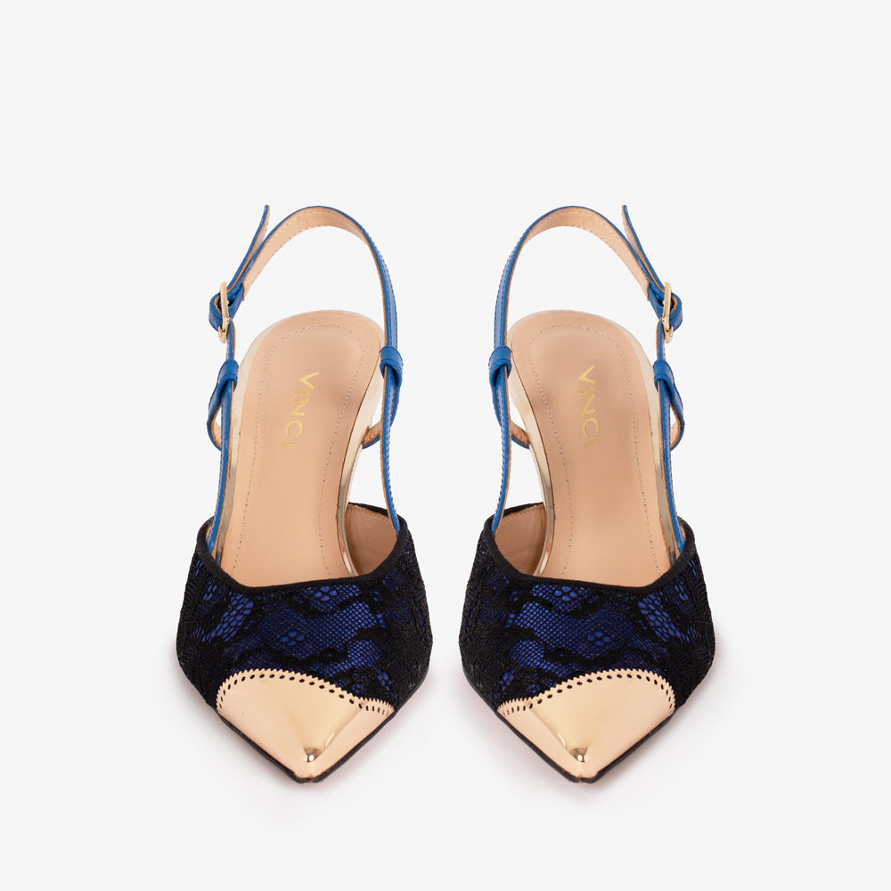 The Bali Sax Blue Leather Slingback Sandal - Vinci Leather