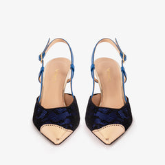The Bali Sax Blue Leather Slingback Sandal - Vinci Leather