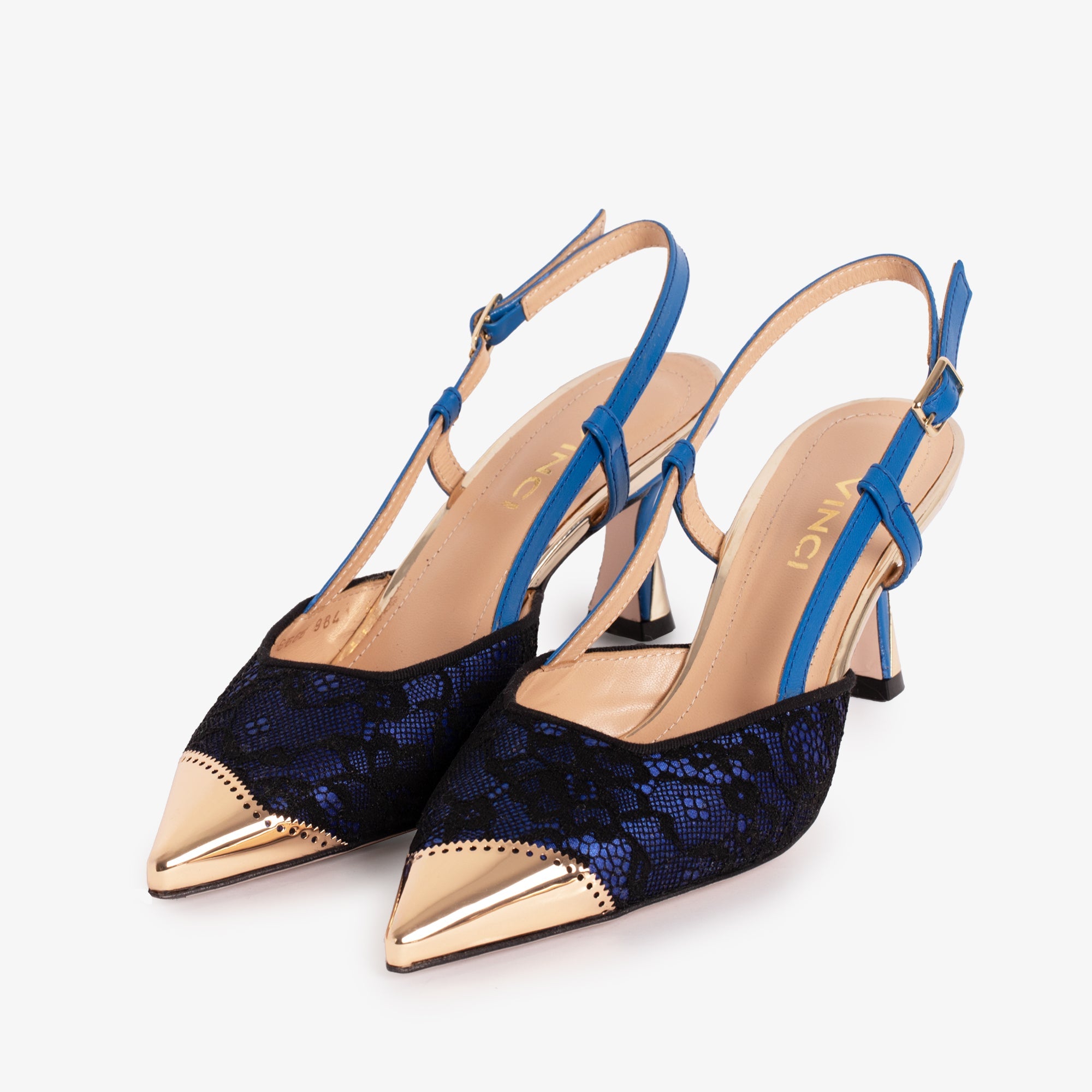 The Bali Sax Blue Leather Slingback Sandal - Vinci Leather
