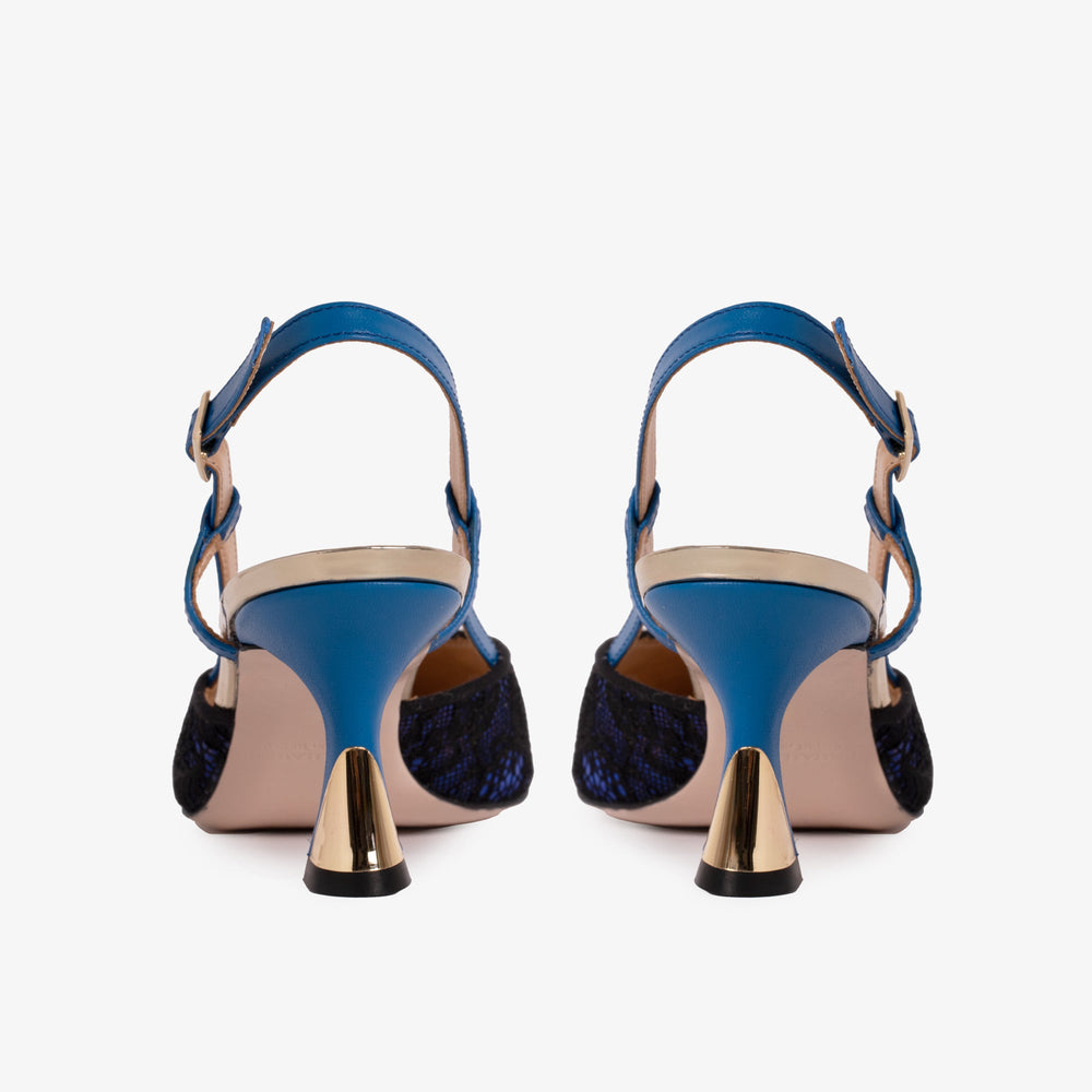 The Bali Sax Blue Leather Slingback Sandal - Vinci Leather