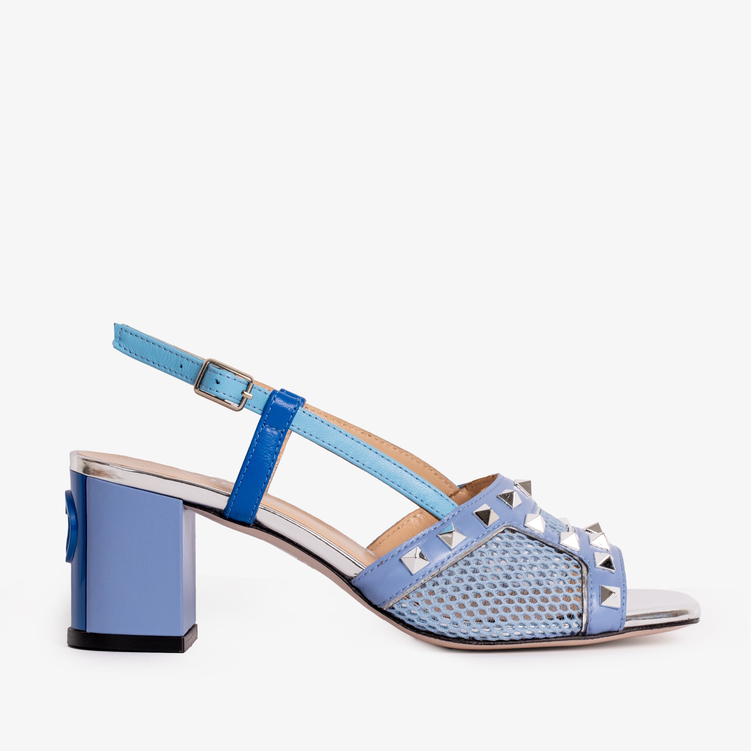The Linea Blue Leather Slingback Sandal - Vinci Leather