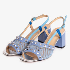 The Linea Blue Leather Slingback Sandal - Vinci Leather