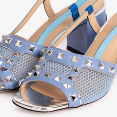 The Linea Blue Leather Slingback Sandal - Vinci Leather