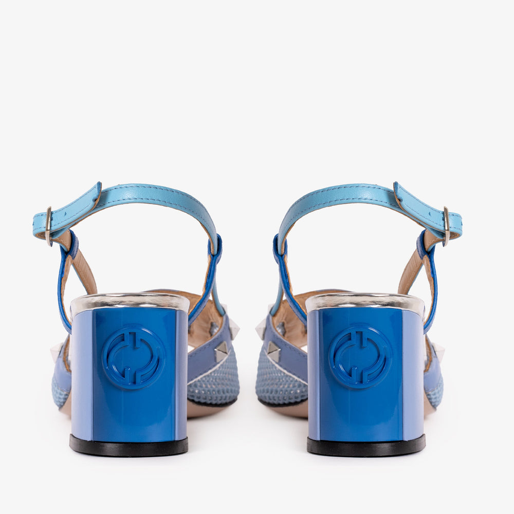 The Linea Blue Leather Slingback Sandal - Vinci Leather
