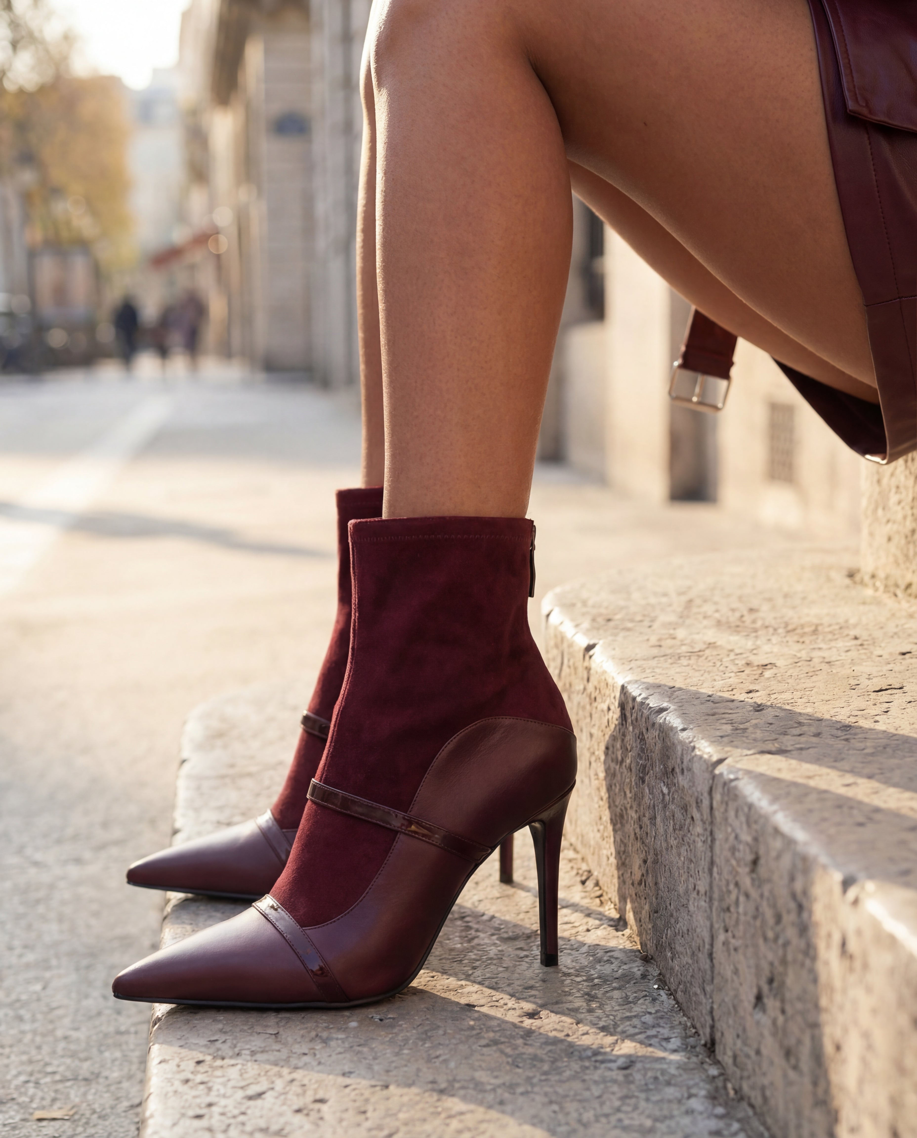 The Manila Burgundy Leather Ankle Boot - Vinci Leather
