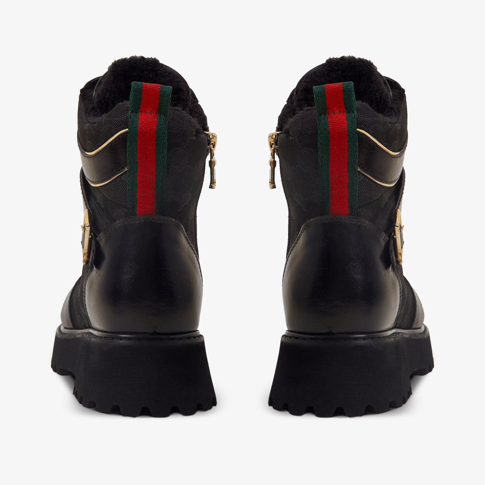 The Boston Black Leather Lace-Up Ankle Boot With a Side Zipper - Vinci Leather