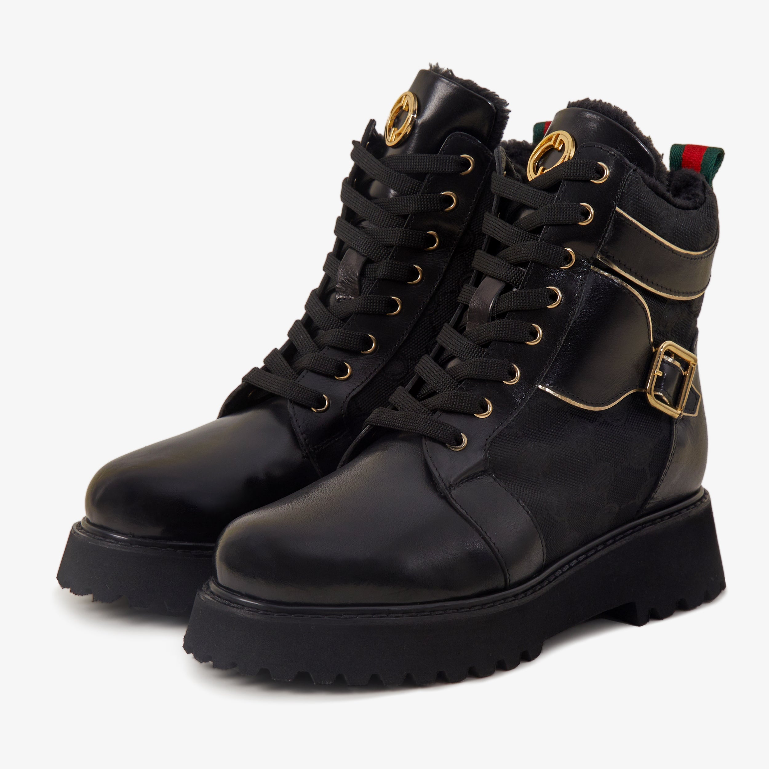 The Boston Black Leather Lace-Up Ankle Boot With a Side Zipper - Vinci Leather