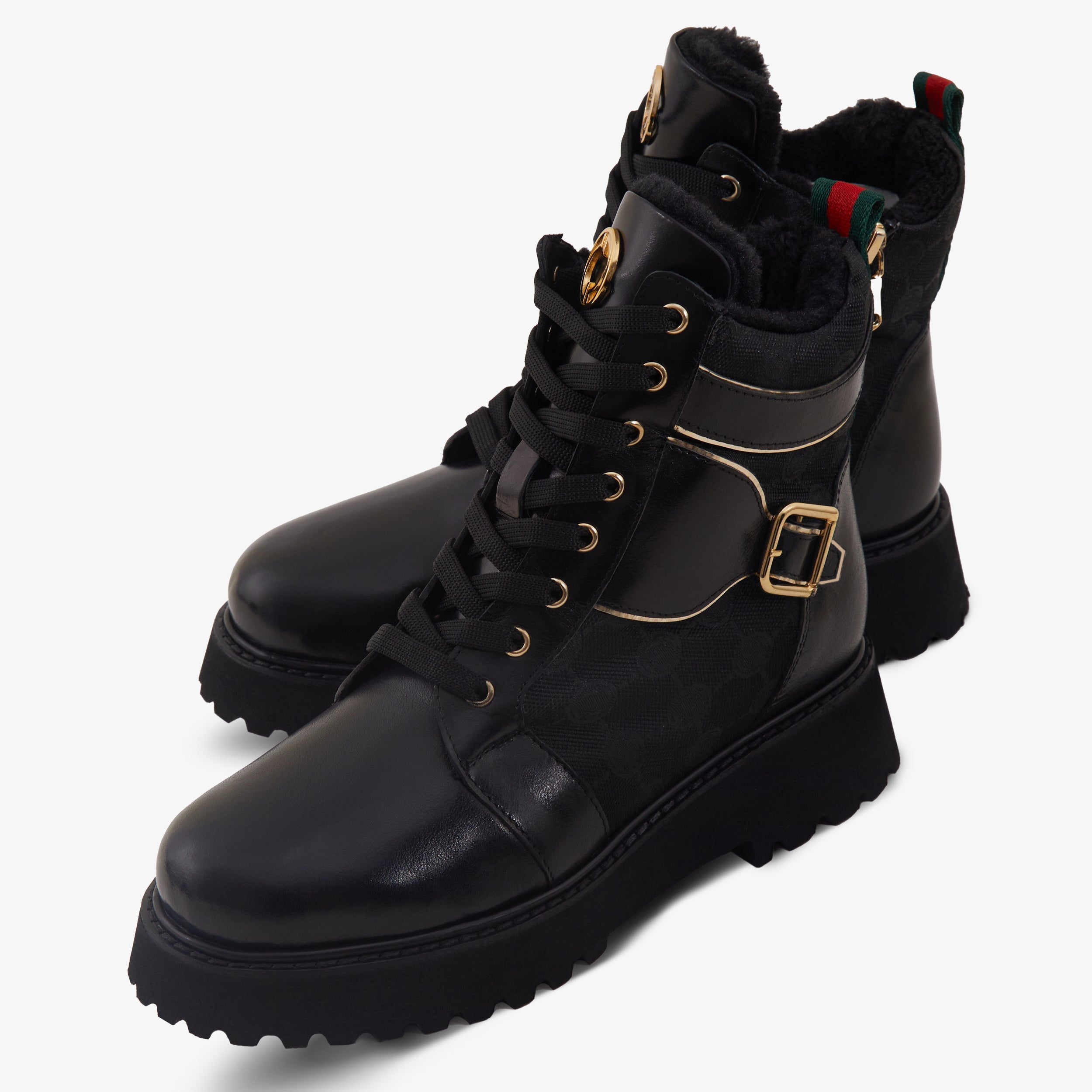 The Boston Black Leather Lace-Up Ankle Boot With a Side Zipper - Vinci Leather
