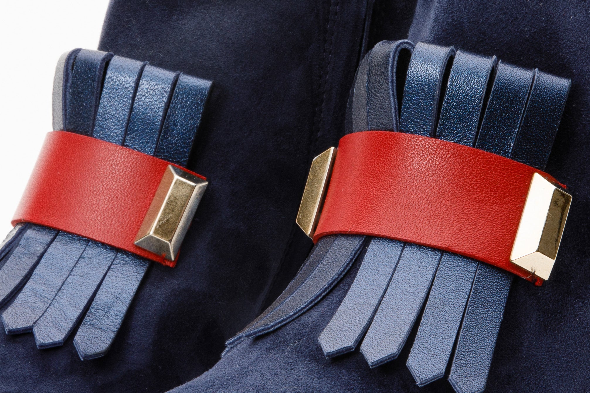 The Luksor Navy Blue Suede Leather Block Heel Boot - Vinci Leather
