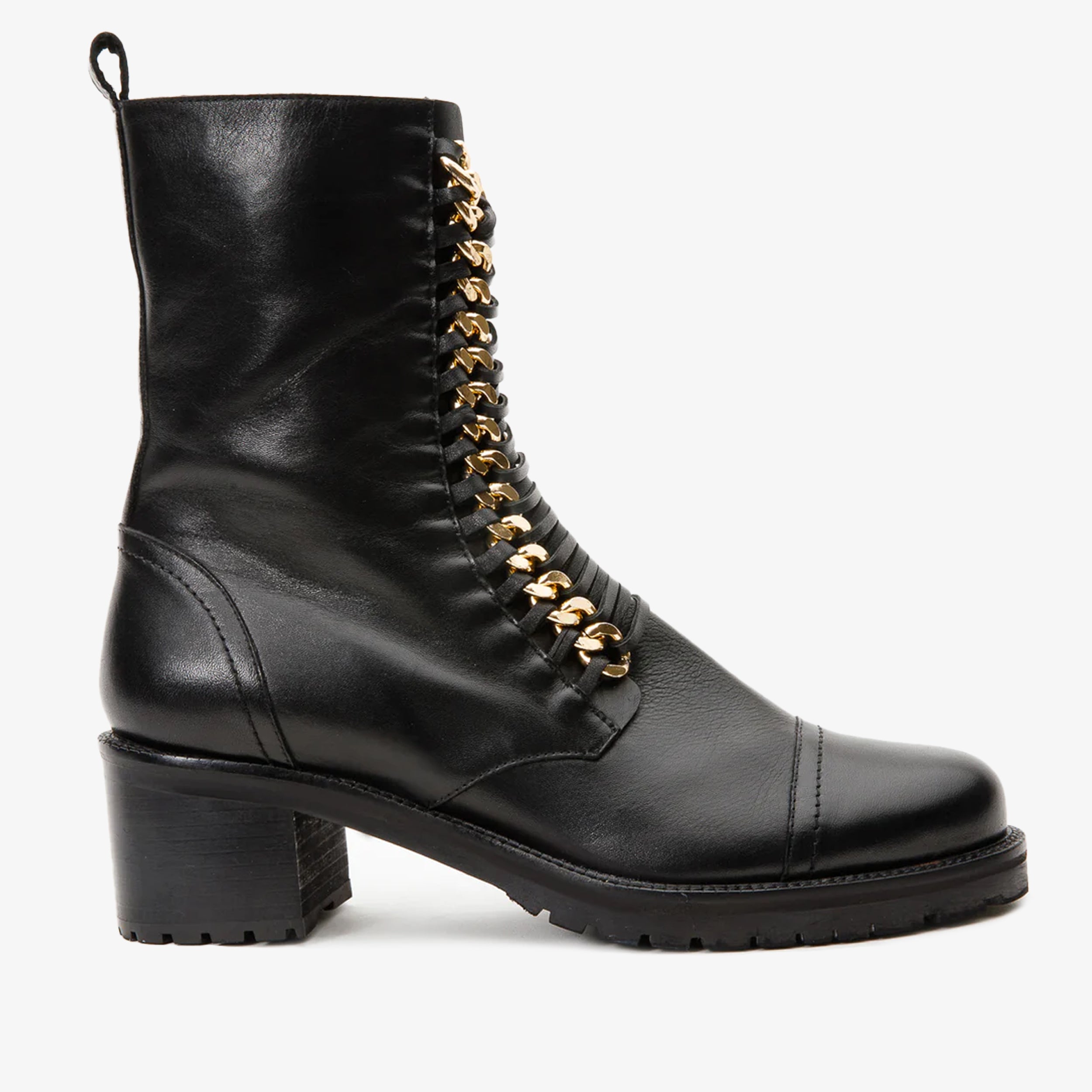 The Tuna Black Leather Mid Calf Boot - Vinci Leather