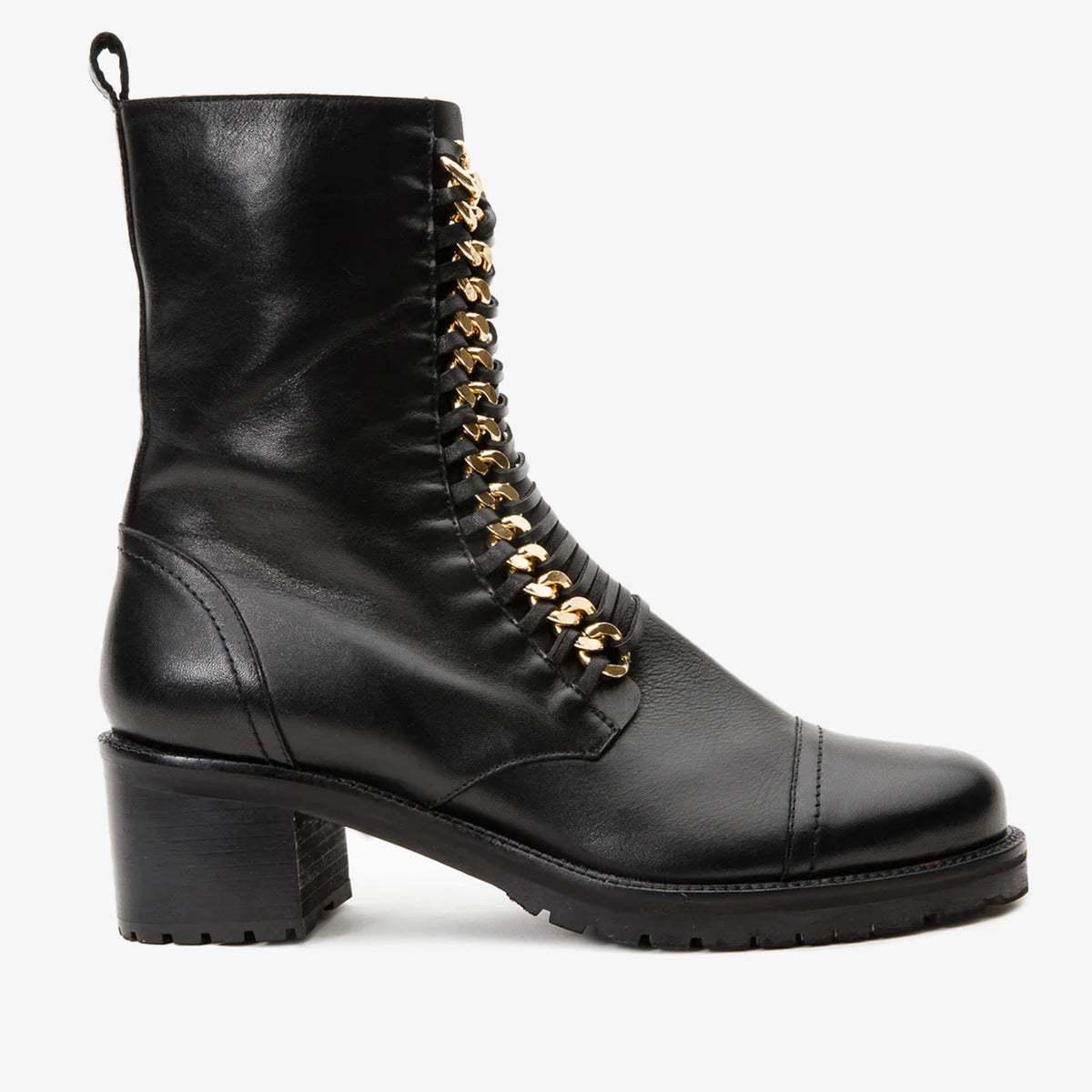 The Tuna Black Leather Mid Calf Boot - Vinci Leather