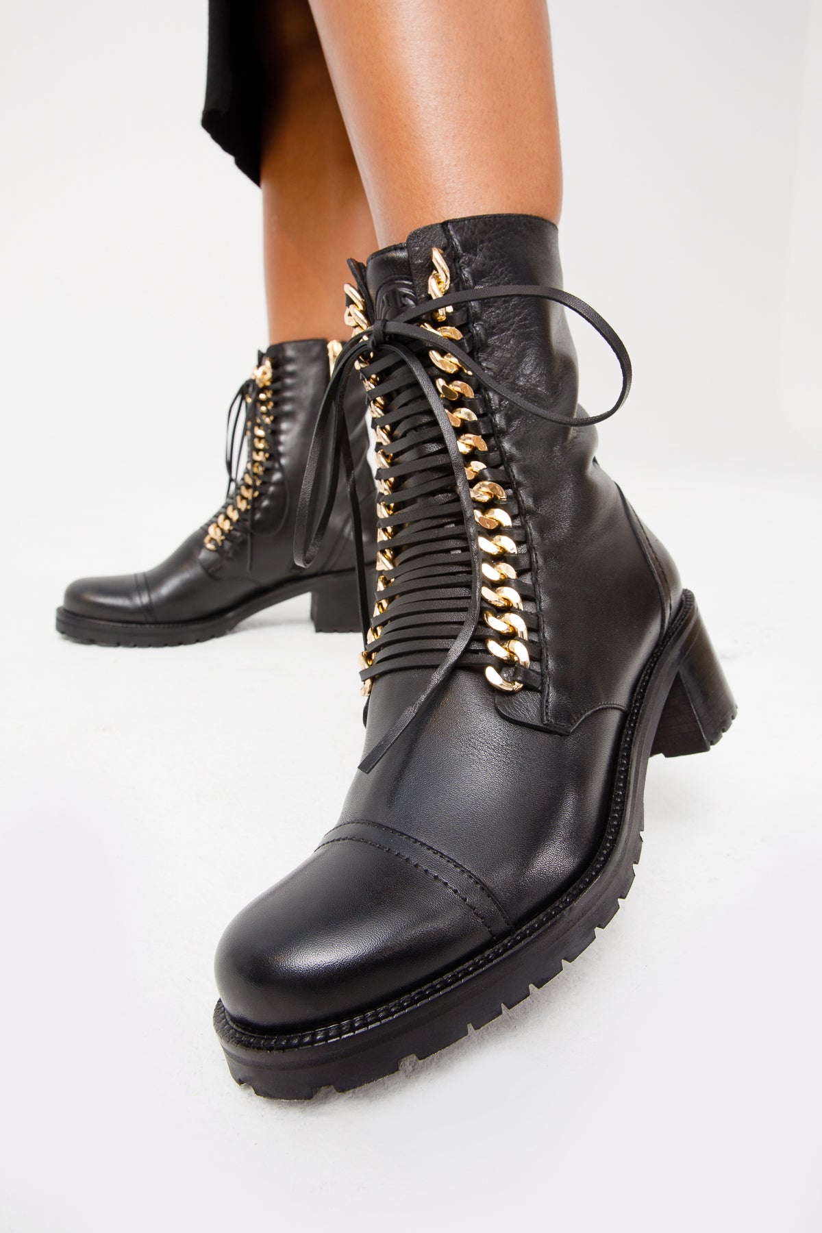 The Tuna Black Leather Mid Calf Boot - Vinci Leather