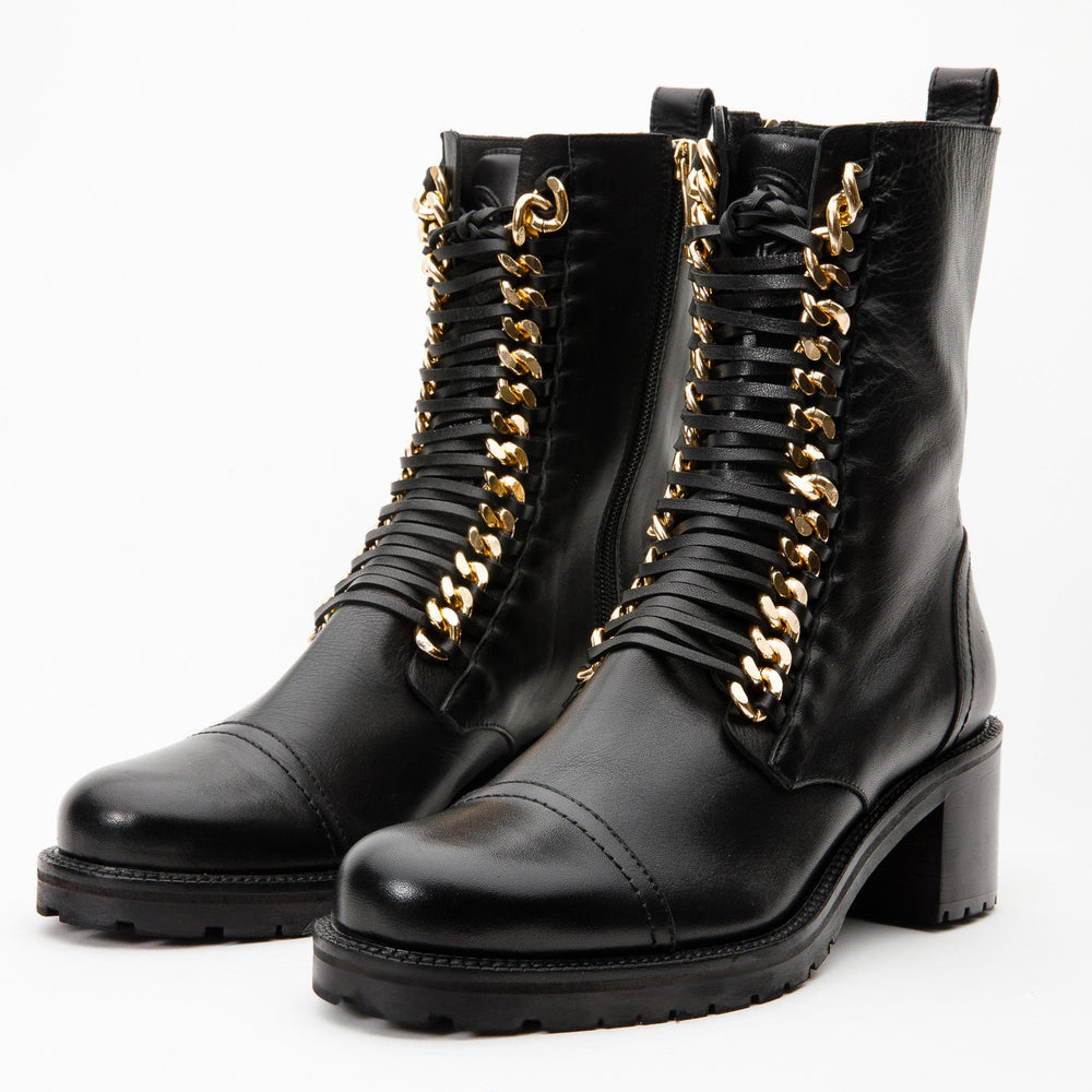 The Tuna Black Leather Mid Calf Boot - Vinci Leather