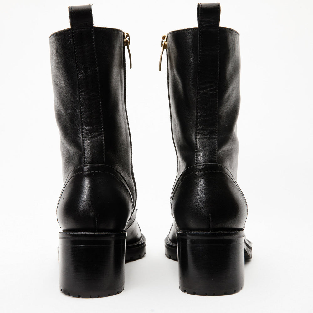 The Tuna Black Leather Mid Calf Boot - Vinci Leather