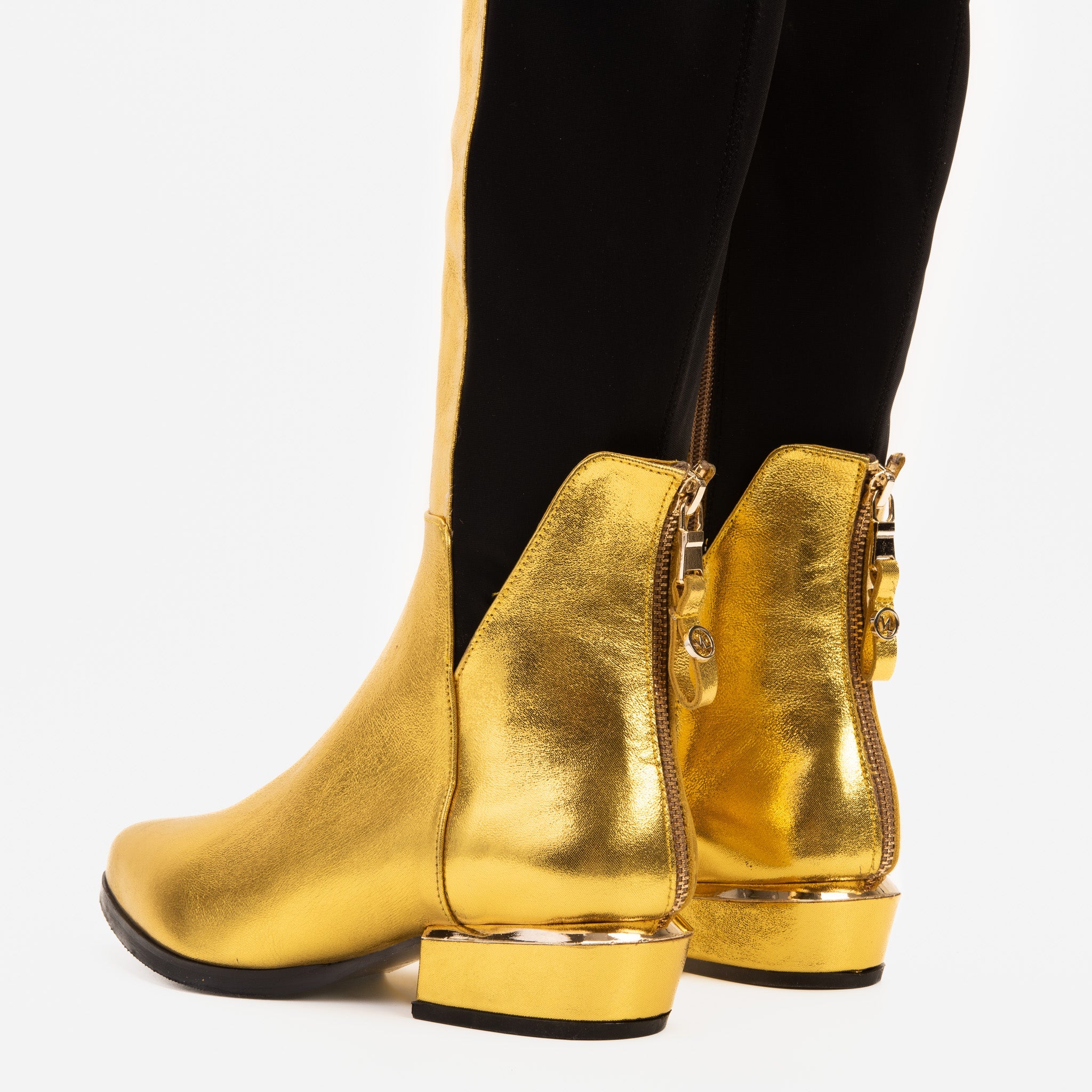 The Fairoks Gold Leather Pointy Toe Knee High Boot - Vinci Leather