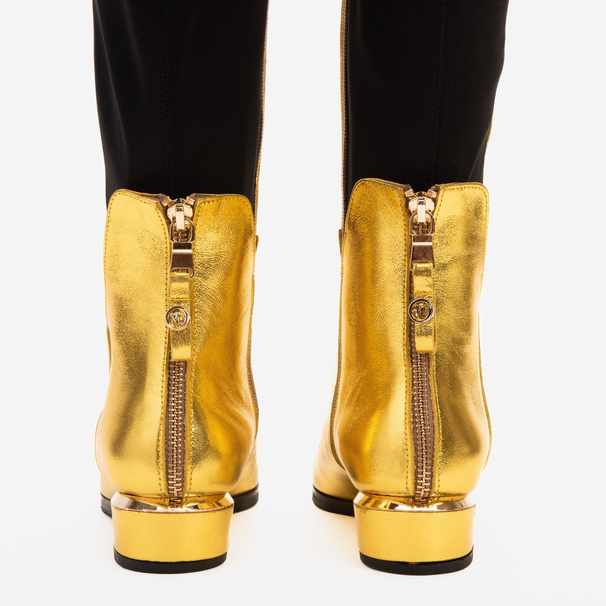 The Fairoks Gold Leather Pointy Toe Knee High Boot - Vinci Leather