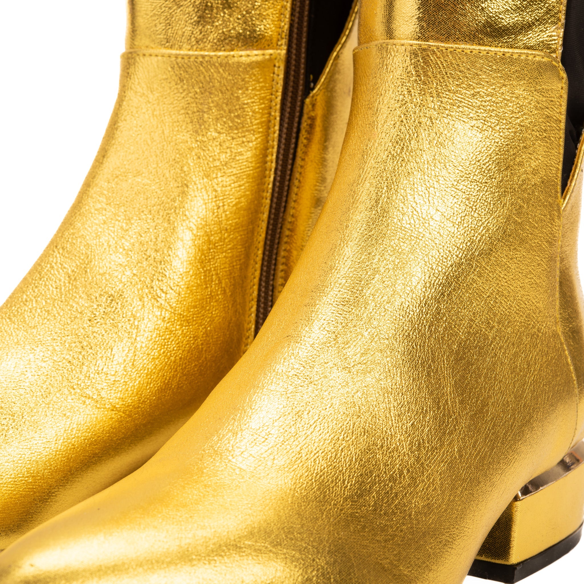 The Fairoks Gold Leather Pointy Toe Knee High Boot - Vinci Leather