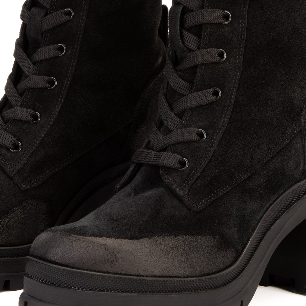 The Elera Black Leather Block Heel Boot - Vinci Leather