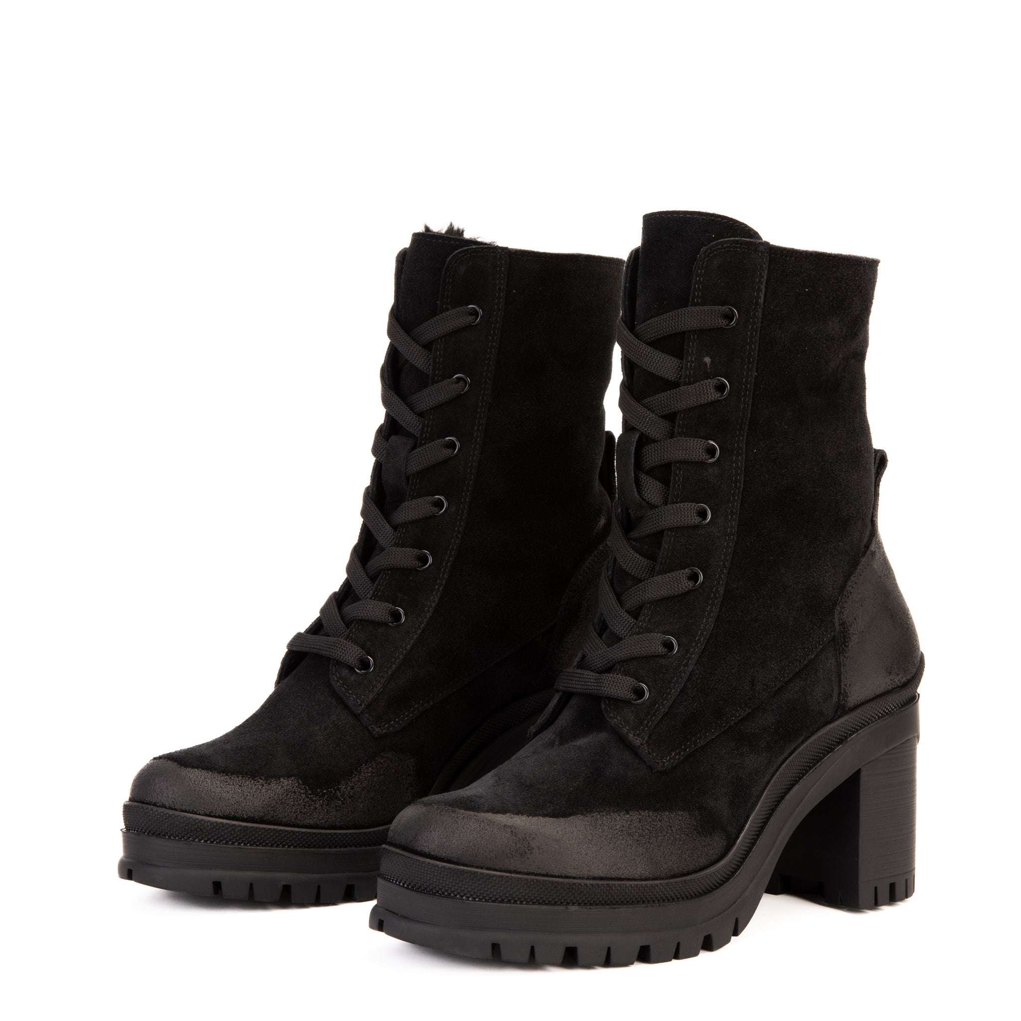 The Elera Black Leather Block Heel Boot - Vinci Leather