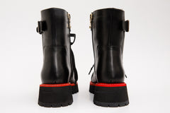 The Belgrano Black Leather Lace-Up Ankle Boot With a Side Zipper - Vinci Leather