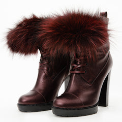 The Melo Burgundy Leather Natural Mid Calf Platform Heel Boot - Vinci Leather