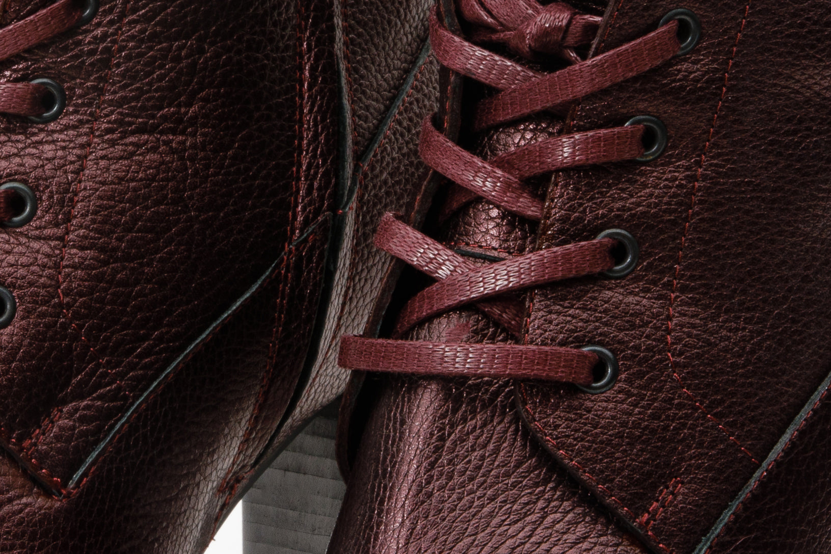The Melo Burgundy Leather Natural Mid Calf Platform Heel Boot - Vinci Leather