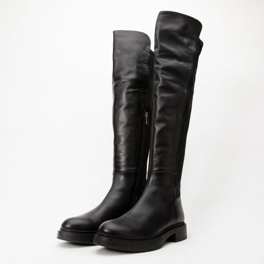 The Harmony Belle Black Leather Knee High Boot - Vinci Leather