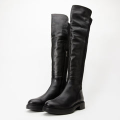 The Harmony Belle Black Leather Knee High Boot - Vinci Leather