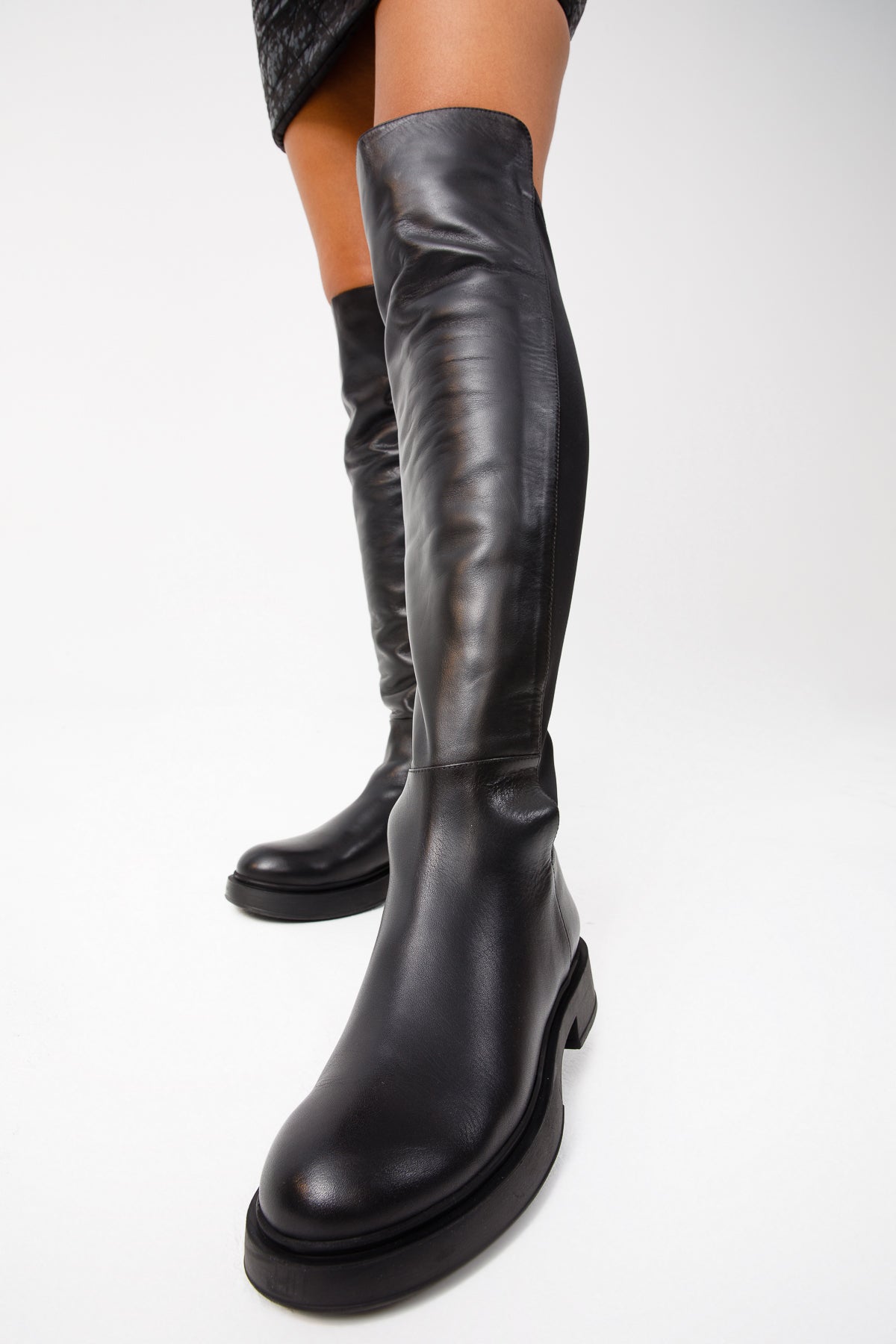 The Harmony Belle Black Leather Knee High Boot - Vinci Leather
