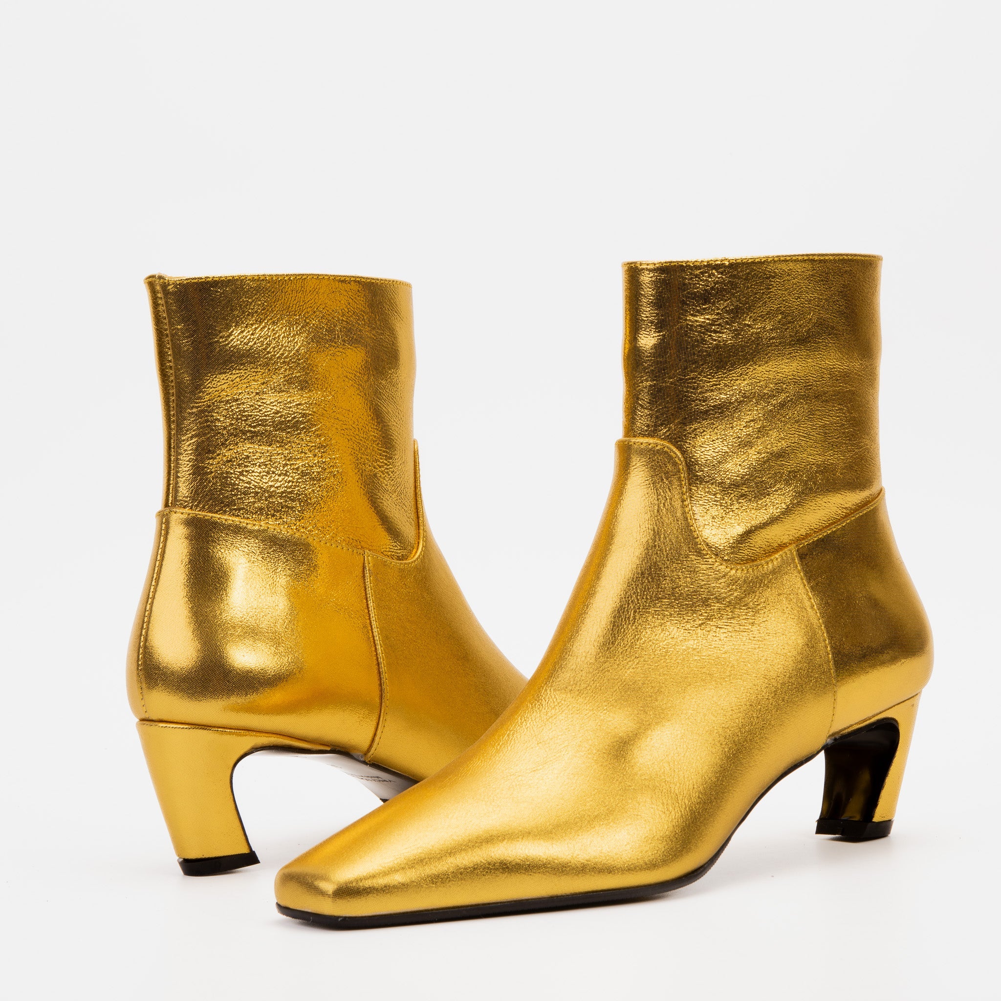 The Golden Glow Gold Leather Kitten Heel Boot - Vinci Leather