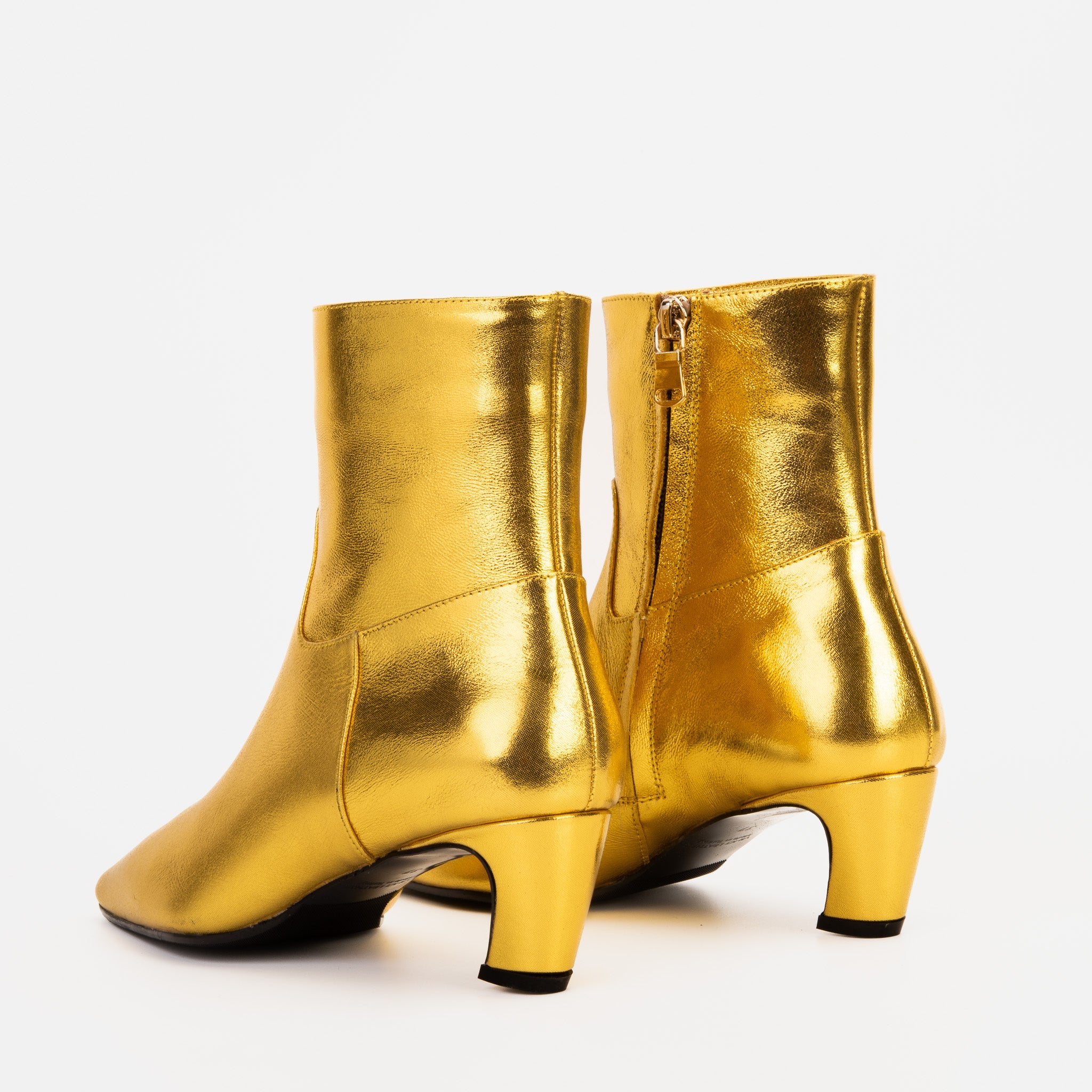 The Golden Glow Gold Leather Kitten Heel Boot - Vinci Leather